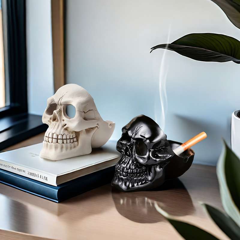 1pc Spooky Skull Ashtray Resin Halloween Decor for Indoor Outdoor Use Perfect for Home Office