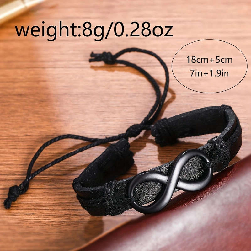 2pcs Men's Sport Digital Watches with Faux Leather Woven Wrap Bands Alloy Case Quartz Movement Black