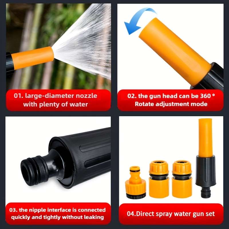 4Pcs Orange Straight Spray Gun Set