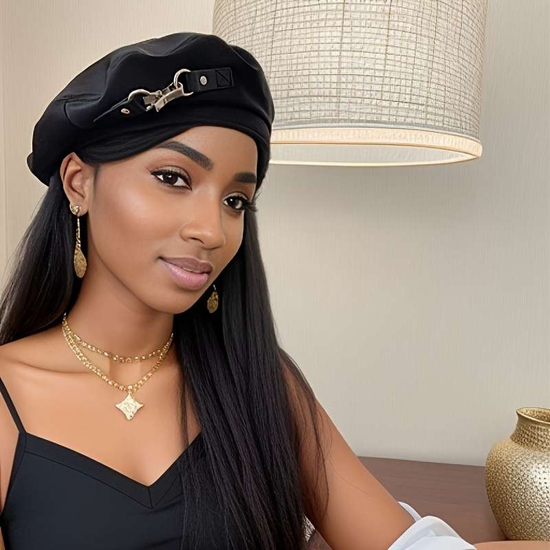 1pc Elegant Women's Beret Hat Classic Vintage French Style Plaid Top Military Cap Warm Winter