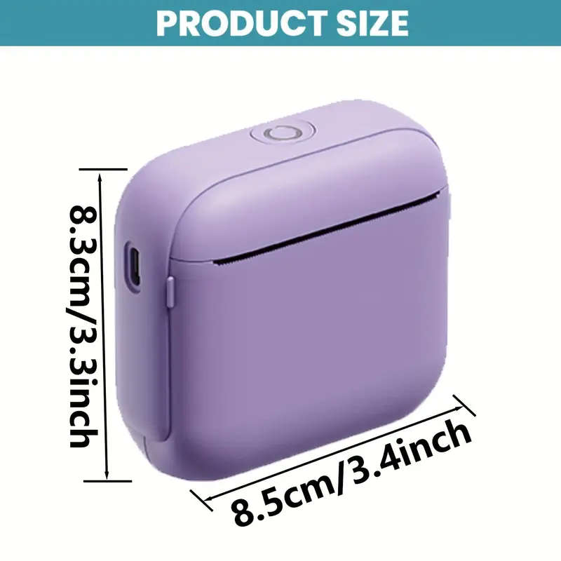 1pc Portable Mini Thermal Printer Instant Print Wireless Wireless Compatible with iOS Android Device