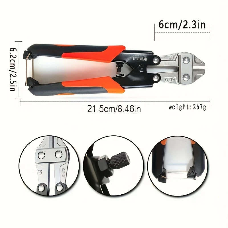 1pc Bolt Cutters Wire Cutting Pliers Wire Cutting Scissors 20.32cm Multi-functional Labor-saving Pli