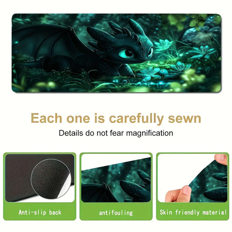 1pc 40x90cm Fluffy Green Forest Dragon Mouse Pad Soft Touch Office Desk Accessory