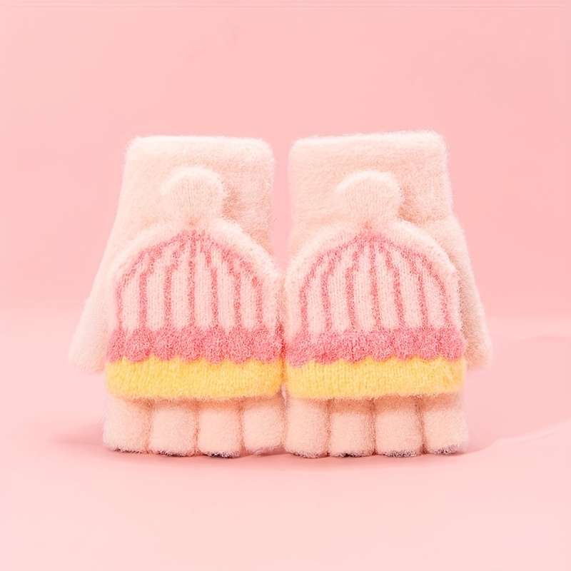 1 Pair 4 To 8 Years Old Yellow Warm Gloves