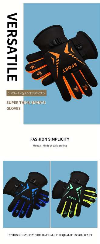 1 Pair Orange Warm Gloves