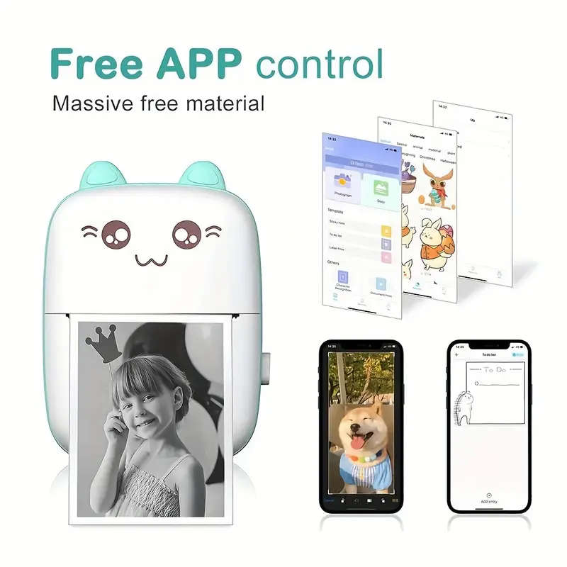 1pc Wireless Mini Thermal Printer Wireless Mini Thermal Printer Portable Label Maker 200dpi