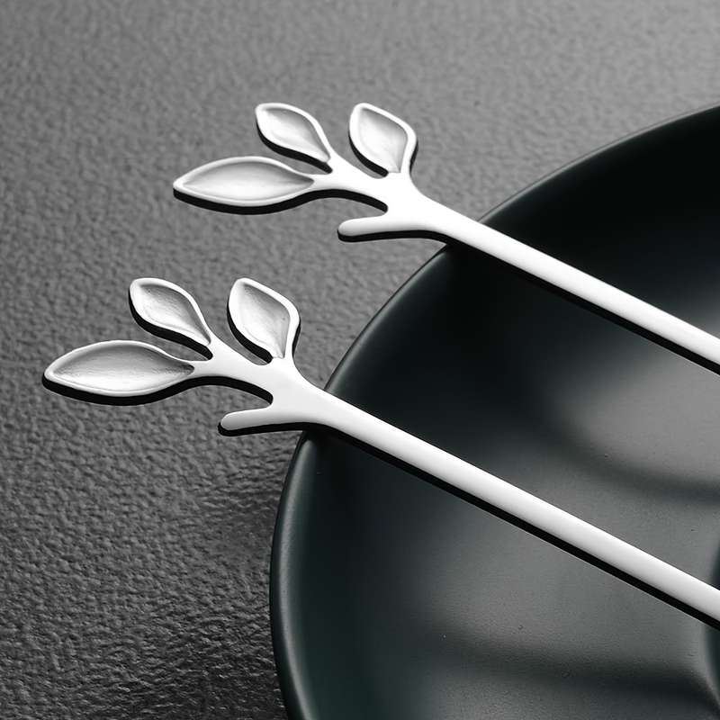 10pcs Stainless Steel Coffee Spoon Elegant Leaf Design Tea Spoon for Desserts Appetizers Ide