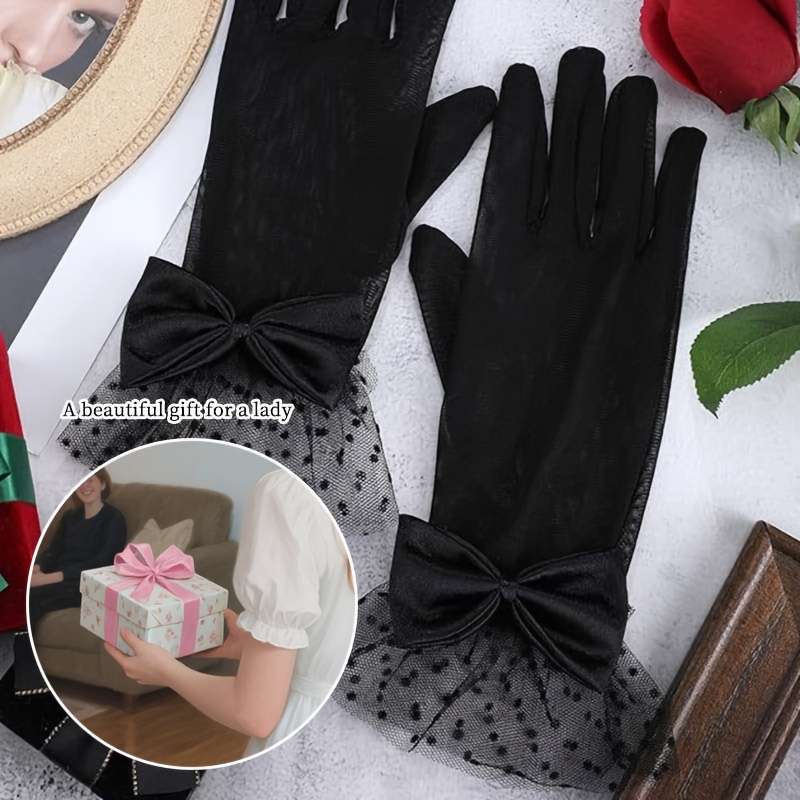 1 Pair Black Sheer Mesh Gloves