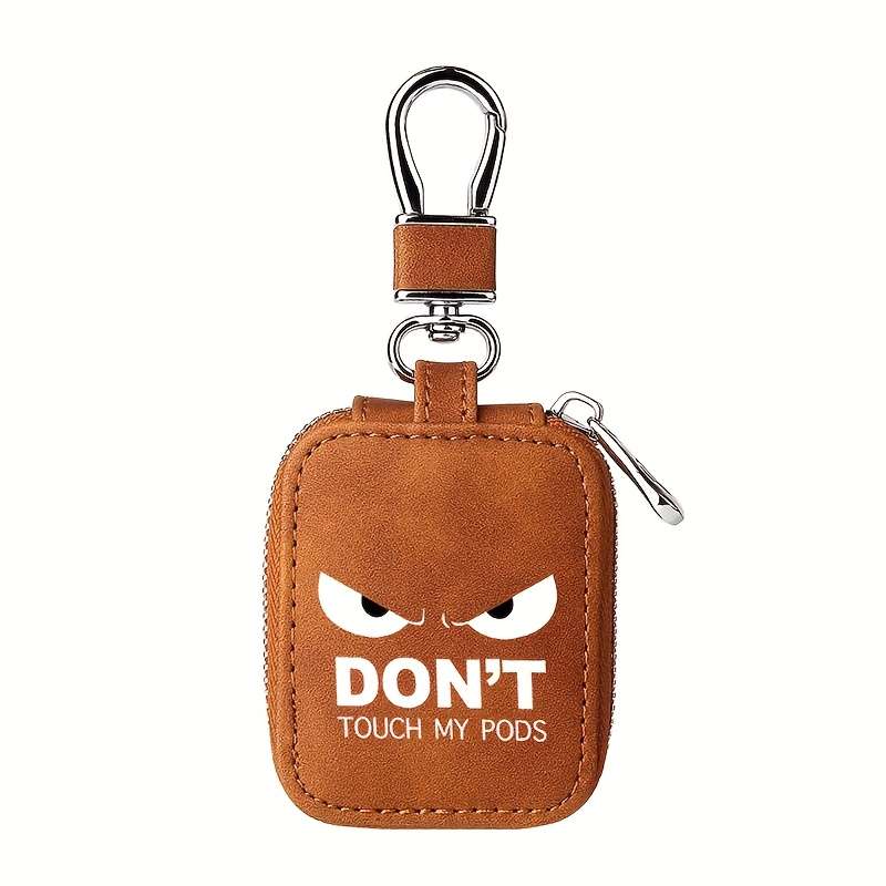1pc Fun "Hands Off My Pods" Text Earbud Carrying Case Small Size Compatible with AirPods Made of