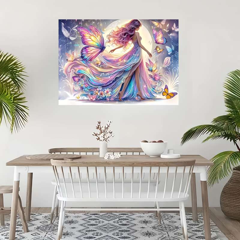 1000pcs Butterfly Fairy Jigsaw Puzzle Vibrant Night Sky Floral Design with Colorf