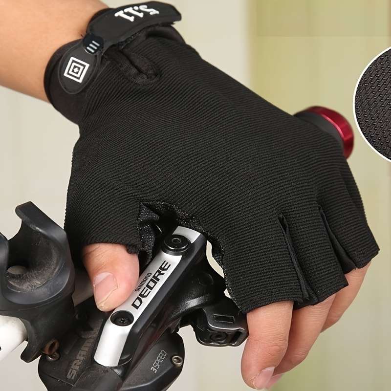 1 Pair Black Leaking Five Fingers Solid Color Outdoor Sports Gloves
