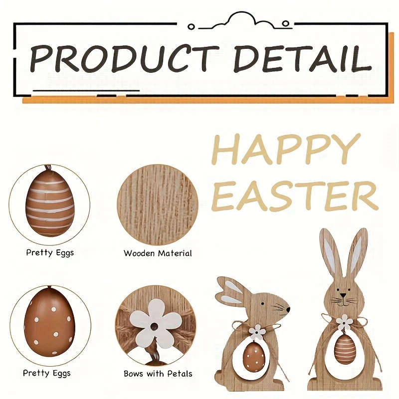 2pcs Wooden Bunny
