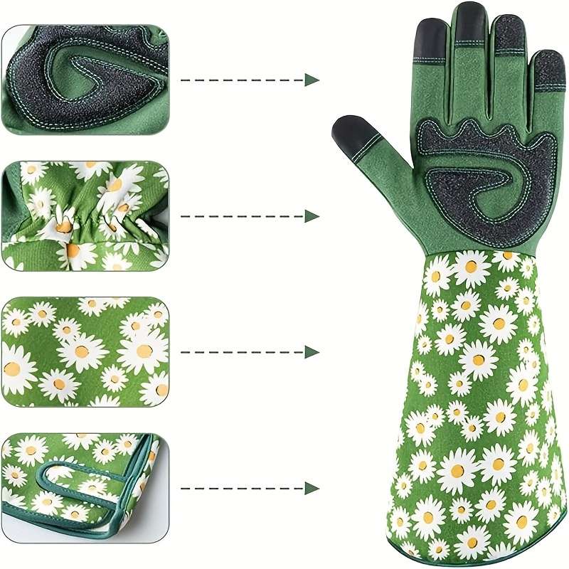 1 Pair Size L Green Long Multi Purpose Work Gloves