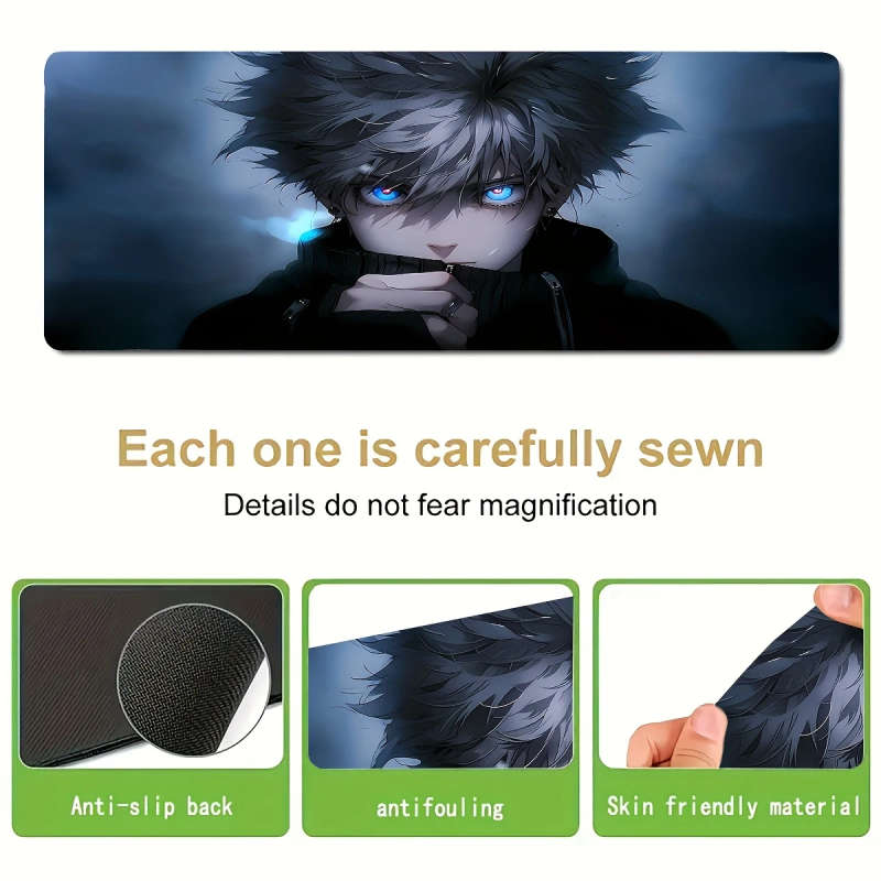 1pc 30x80cm Anime-Inspired Non-Slip Rubber Mouse Pad with Cold-Eyed Boy Design