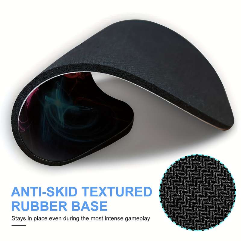 1pc Round Gaming Controller Button Pattern Mouse Pad Non-Slip Rubber Desk Mat for Office