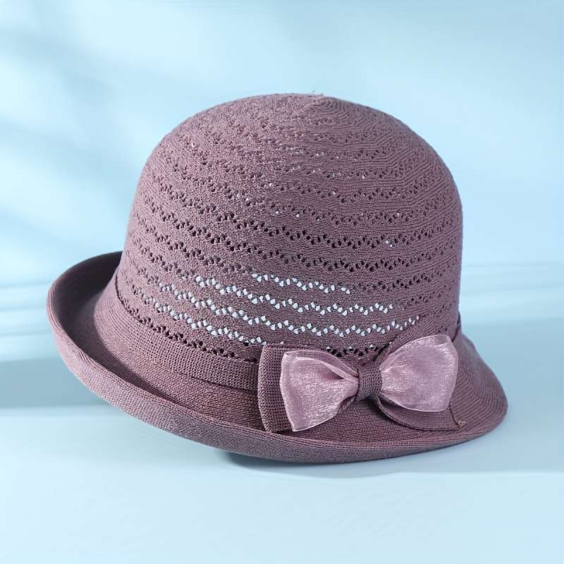 1pc Elegant Women'S Fedora Sun Hat Stylish Versatile Sun Protection Polyester Hand-Washable