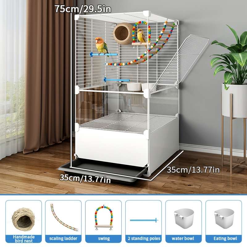 1pc Black Model Anti-splash food 2 rows 2 layers 1 rowPet Cage