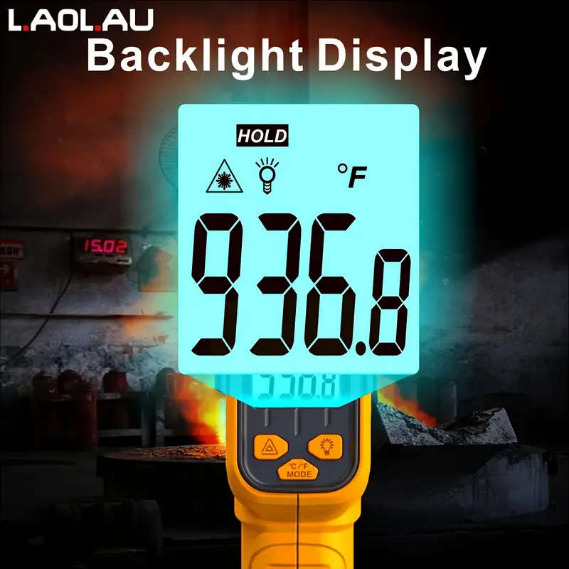 1pc Infrared Thermometer Gun Digital Non-contact IR Laser with Adjustable Emissivity