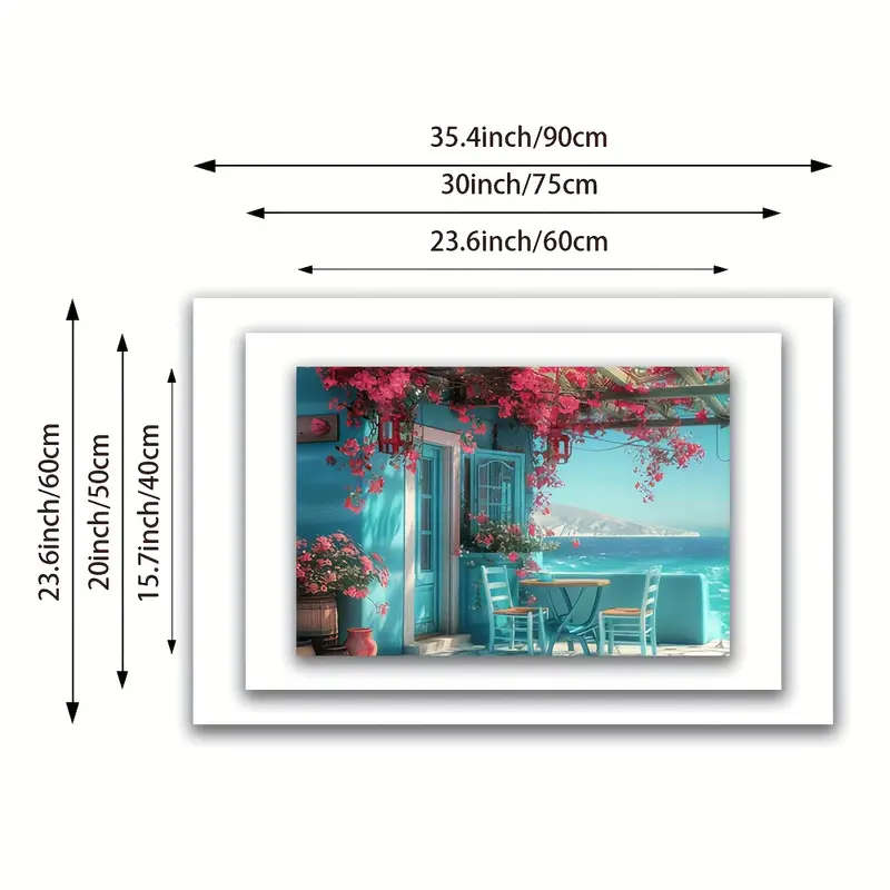1pc Mediterranean Terrace Canvas Wall Art Frameless Classic Modern Art Deco Style Indoor Outdoor Han