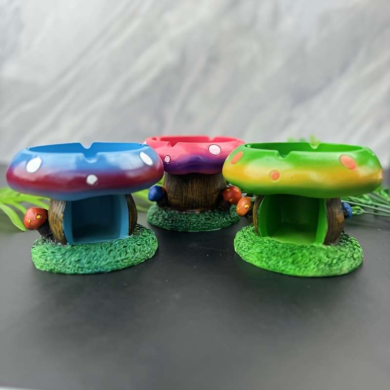 1pc Exquisite Mushroom Resin Ashtray Mushroom Cartoon Ashtray Mushroom Creative Fashion Asht