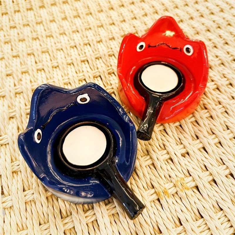 1pc Bohemian Resin Flame-Shaped Decorative Ashtray with Dual Handles Red Black Irregular Ho