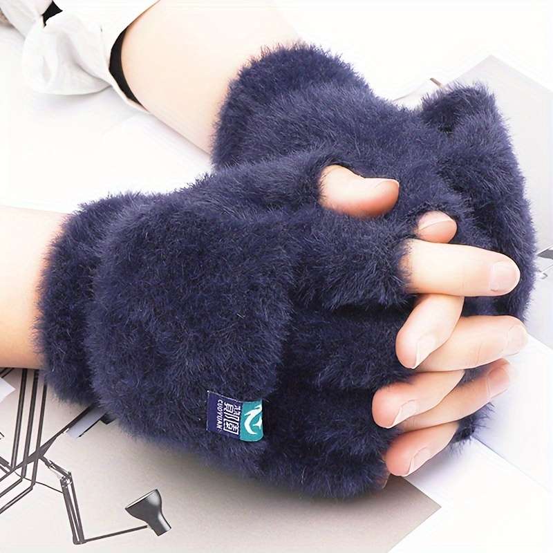 1 Pair Black Warm Gloves