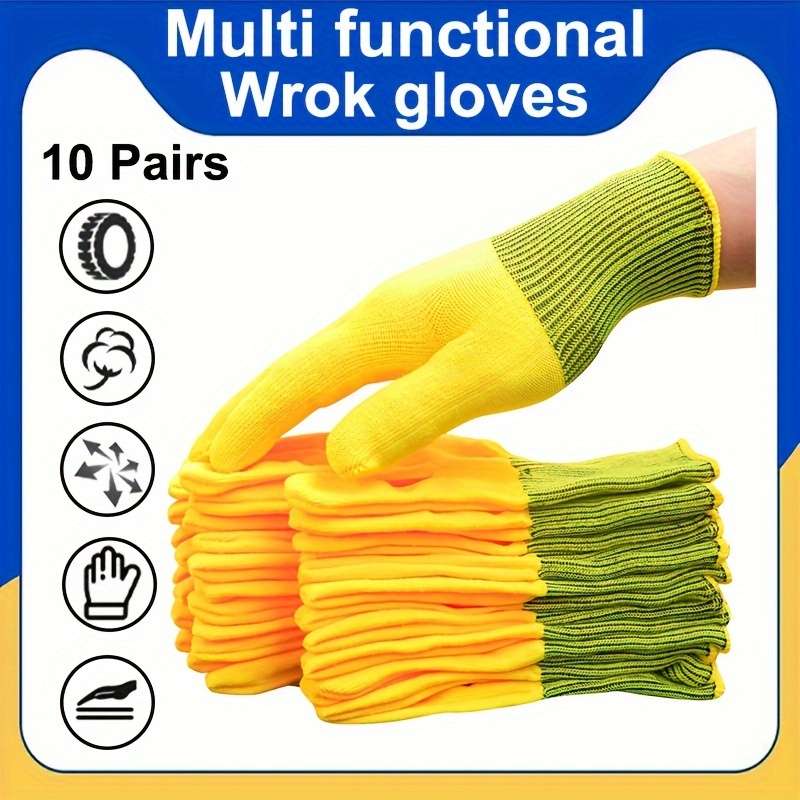 10 Pairs Tangerine One Size Fits All Multi Purpose Work Gloves
