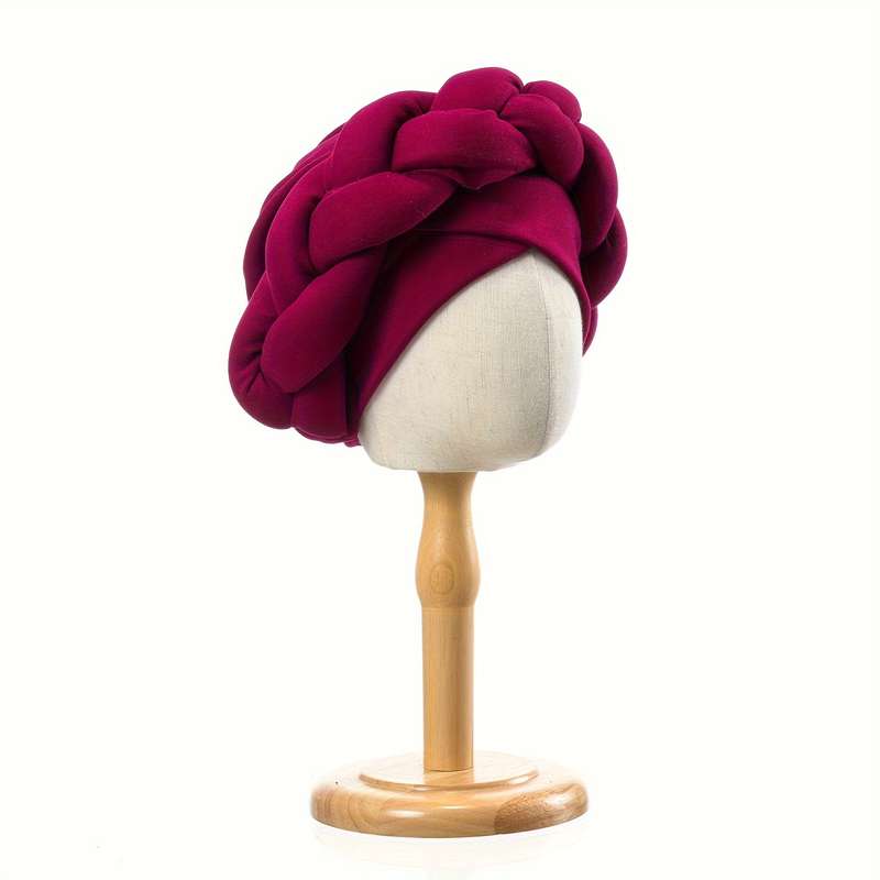 1pc Thick Braided Urban Polyester Fiber Turban Hat Thick Braided Elastic Hand Washable Light