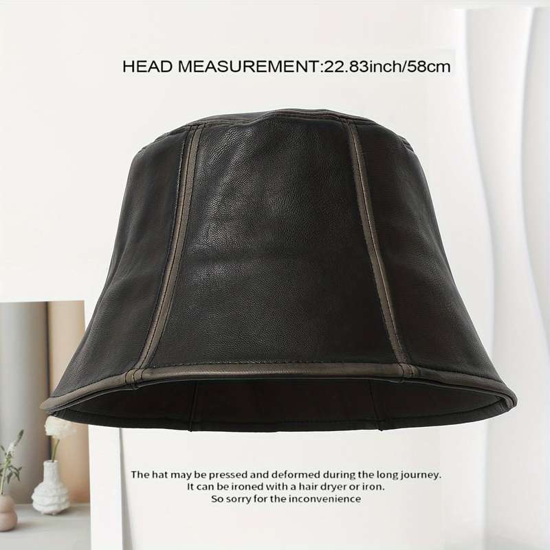 1pc New PU Leather Fisherman Hat Outdoor Light Luxury Fashion Sunshade Anti-Aging Duckbill Hat Inte
