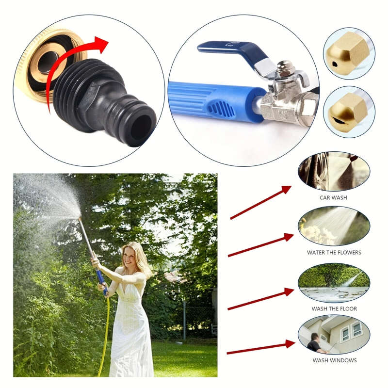1pc High-Pressure Car Wash Water Gun with Long Aluminum Handle Adjustable Spray Nozzle for Efficient