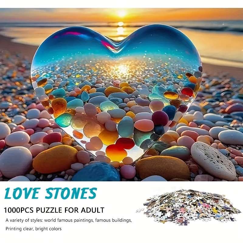 1000pcs Love Stones Jigsaw Puzzle for Adults Vibrant Colorful Landscape Scene with