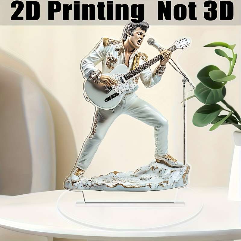 1pc 2D Flat    Acrylic Flat Crystal Music Sculpture Boho Style 17.78x13.21 cm Dynamic Guit