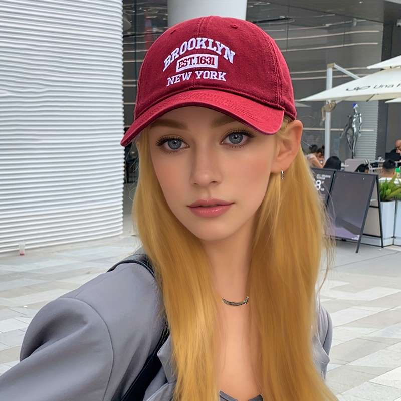 1pc Brooklyn NY Embroidered Baseball Cap Unisex Polyester Cotton Blend Lightweight Breathable Spo