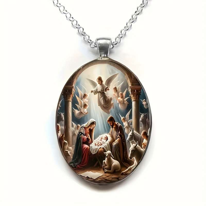 1 Piece Silvery Jesus Theme Pendant