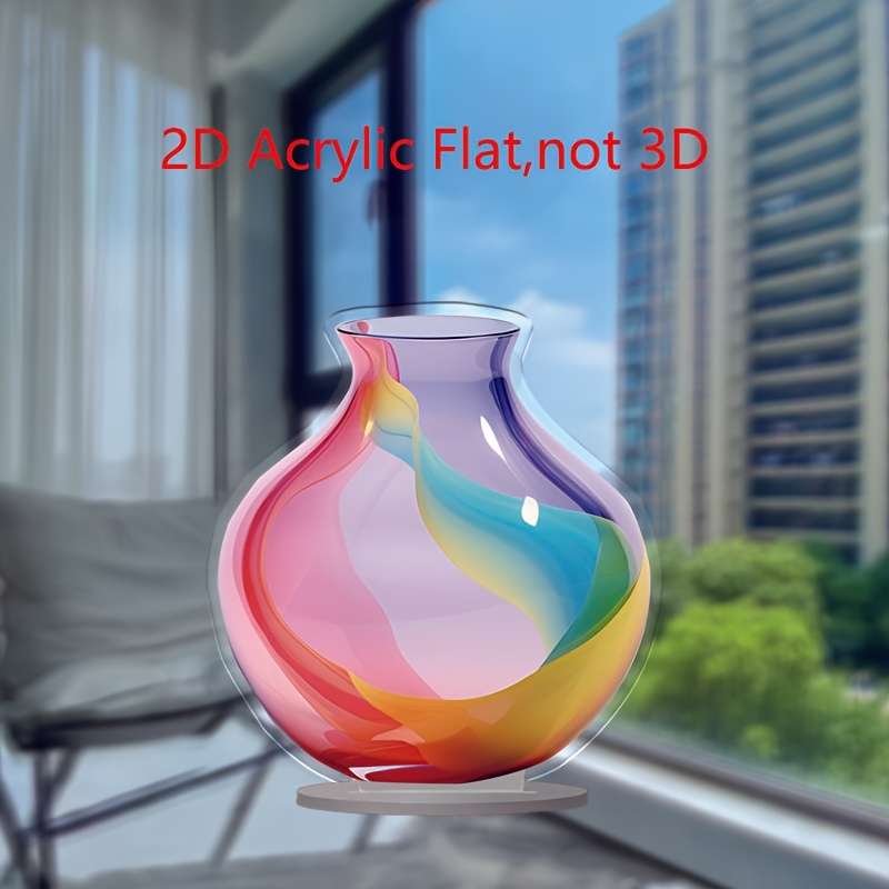 1pc 2D Flat   Bohemian Acrylic Vase Multi-Purpose Tabletop Decoration Suitable for Home Offic