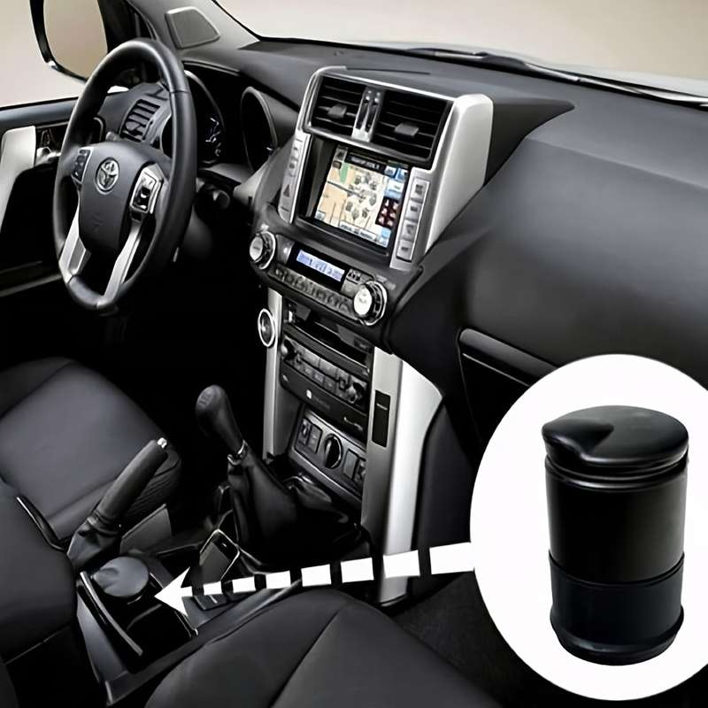 1pc Fit Black Car Ashtray for Cup Holder Compact Easy-Clean PBT Plastic Perfect for Cars Truc
