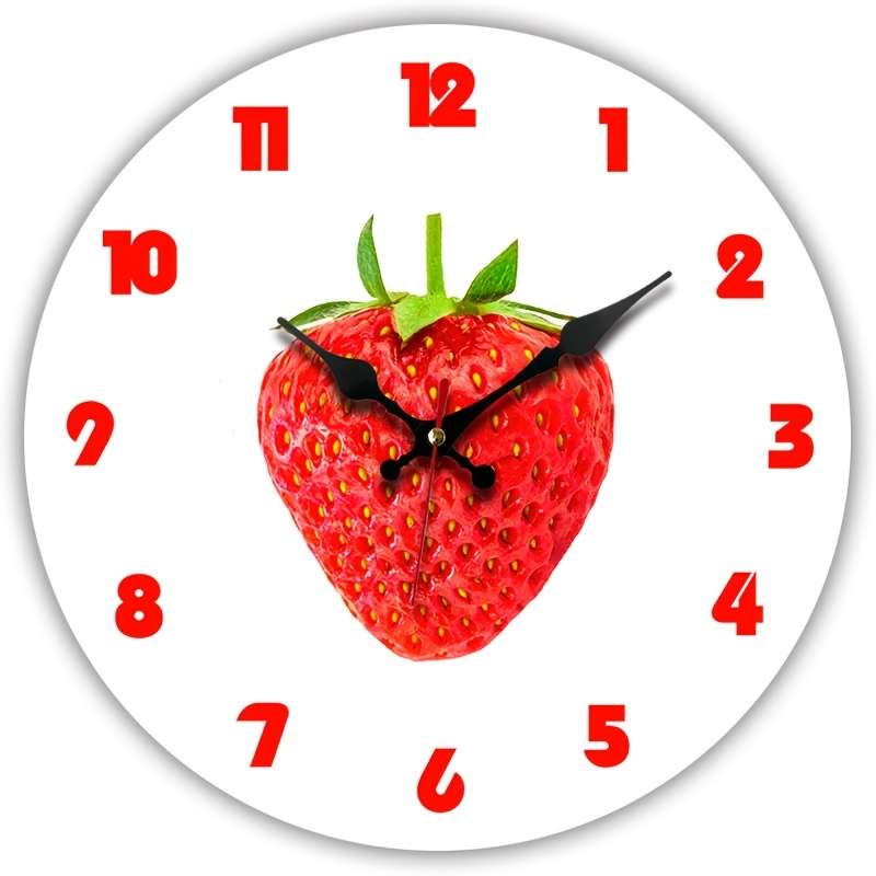 1pc Strawberry-Themed Silent 30.48cm Round Wall Clock Battery Operated Perfect for Kitchen Livi