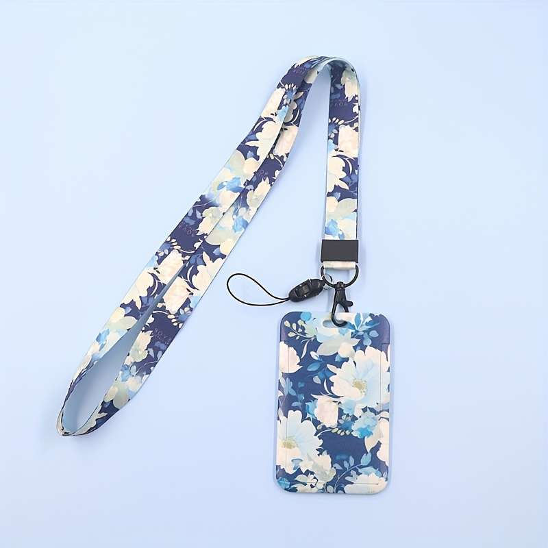 1pc Floral Patterned ID Card Holder Inspired Design Durable Plastic Material