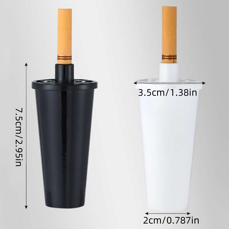 1pc Creative Portable Car Ashtray Handheld Anti-Smudge Cigarette Ash Holder Durable Plastic C
