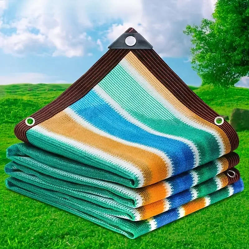 1pc Colorful Striped High-Density Breathable Sun Shade Net Size200x300cm Durable Plastic Outdoor