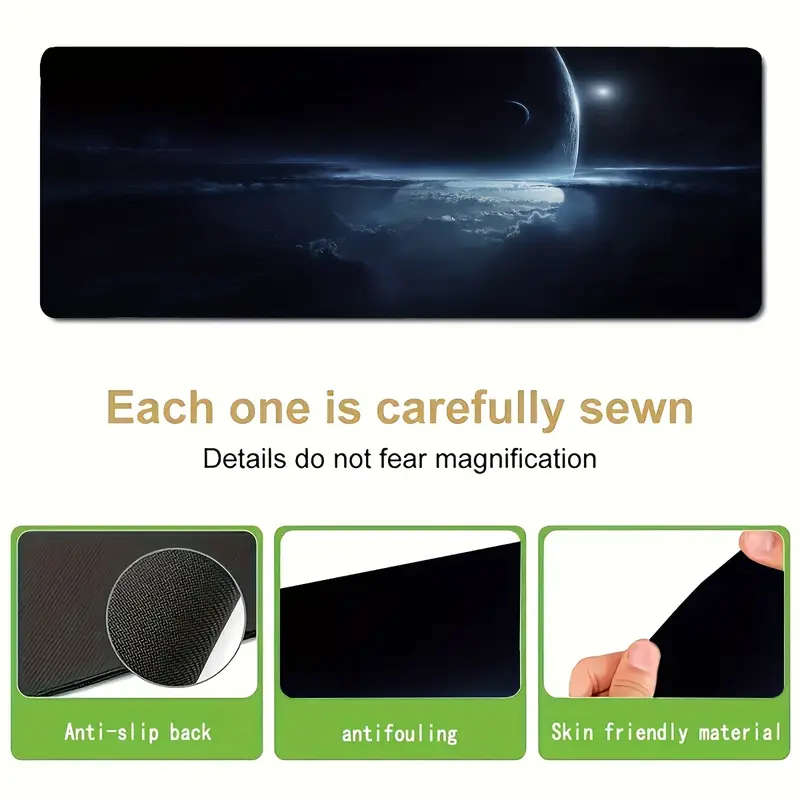 1pc 30x60cm Space Planet Mouse Pad Soft Rubber Base Washable Non-Slip Desk Mat
