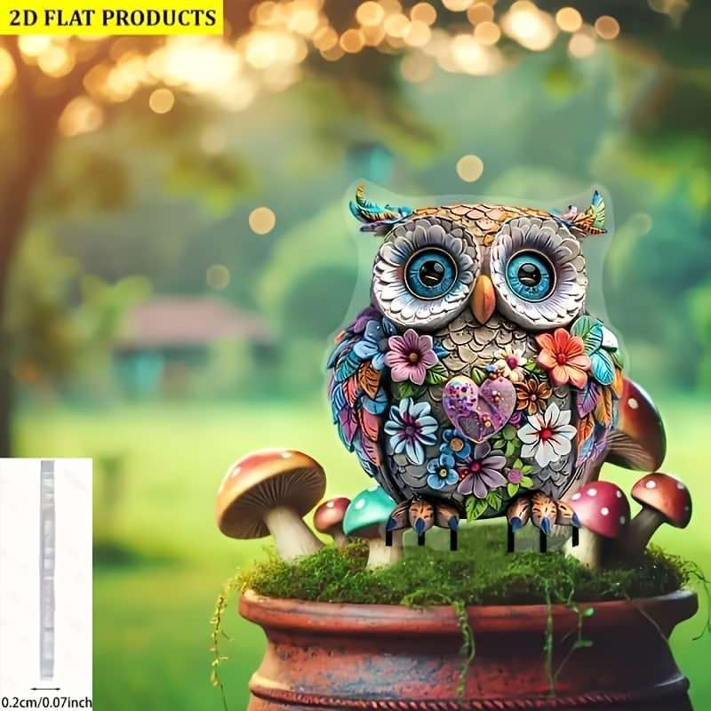1pc 2D Flat    Fantasy Bohemian Style Acrylic Owl Garden Ground Insert