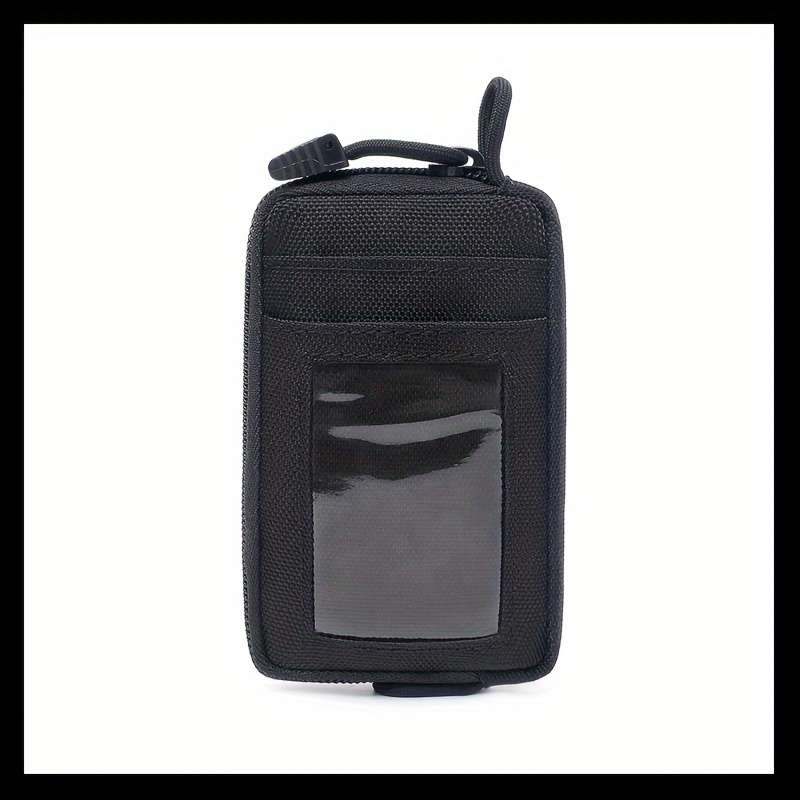 1pc Sporty Oxford Mini Waist Pouch with Clear Window Multi-Functional Coin Purse Card Holder 1 P