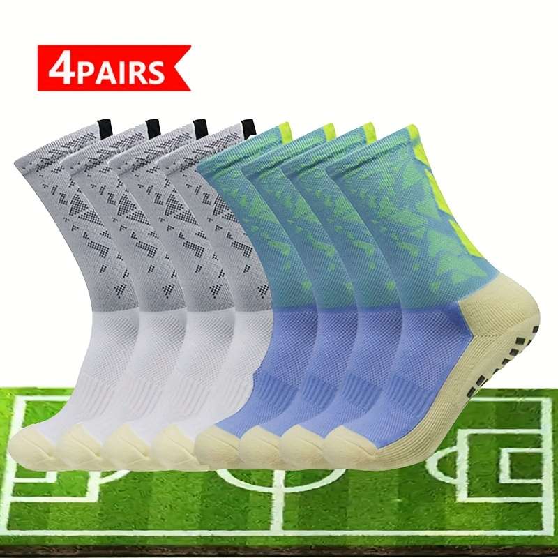 4 Pairs White Blue One Size High Elastic Socks