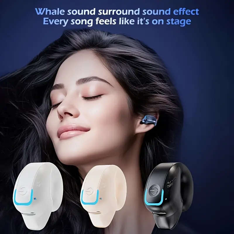 1pc New Clip-On Wireless Earphones Clear Sound Quality For Listening To Music Sports Animation