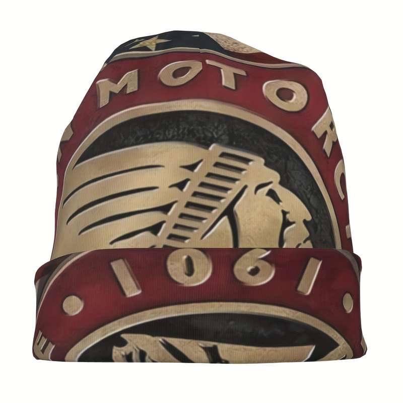 1pc Indian Motorcycle Beanie Hat Soft Thin Bonnet Hats For Men And Women Ideal Choice For Sport