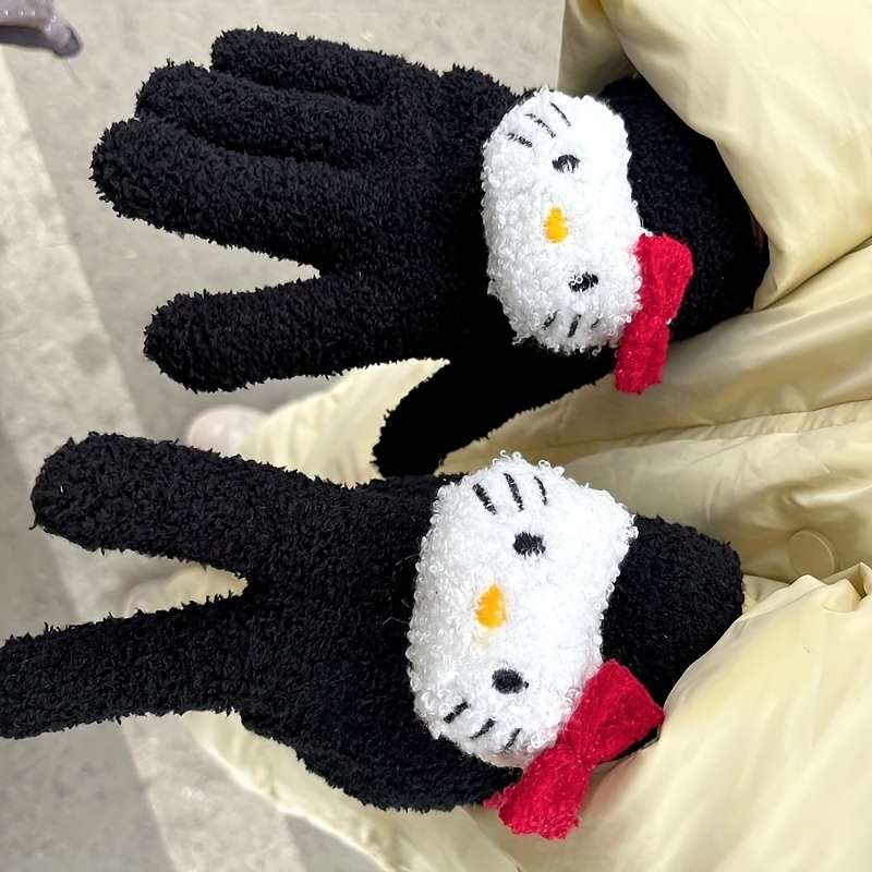 1 Pair Black One Size Warm Gloves