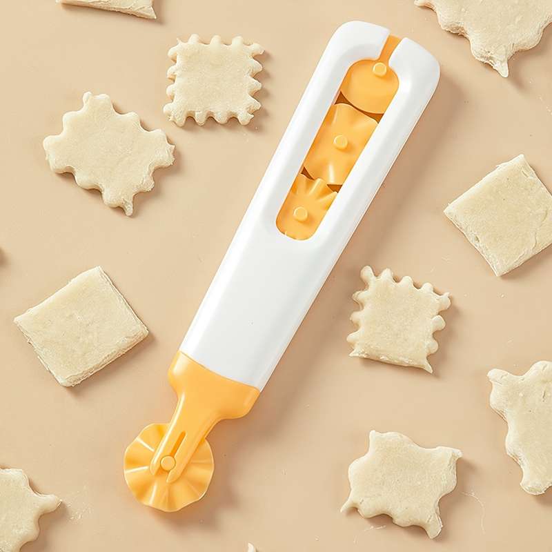 4-in-1 Plastic Pizza Cutter Set with Interchangeable Pastry Stamp Accessories Kitchen Gadget f