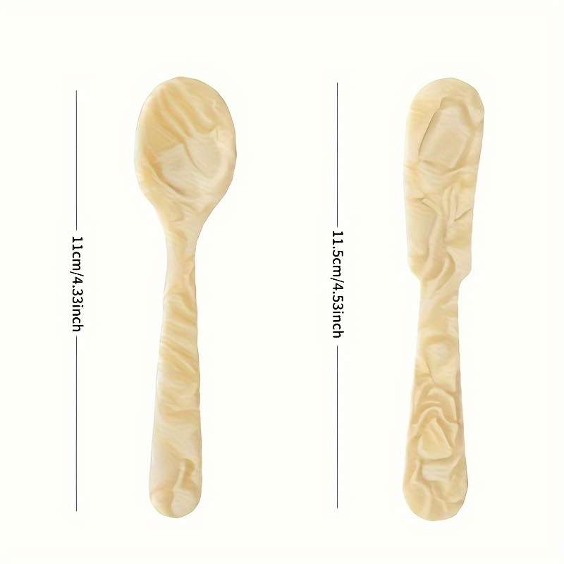 2pcs Acrylic Spoon and Butter Knife Set Shatter Resistant PMMA Kitchenware Light Purple Ivory