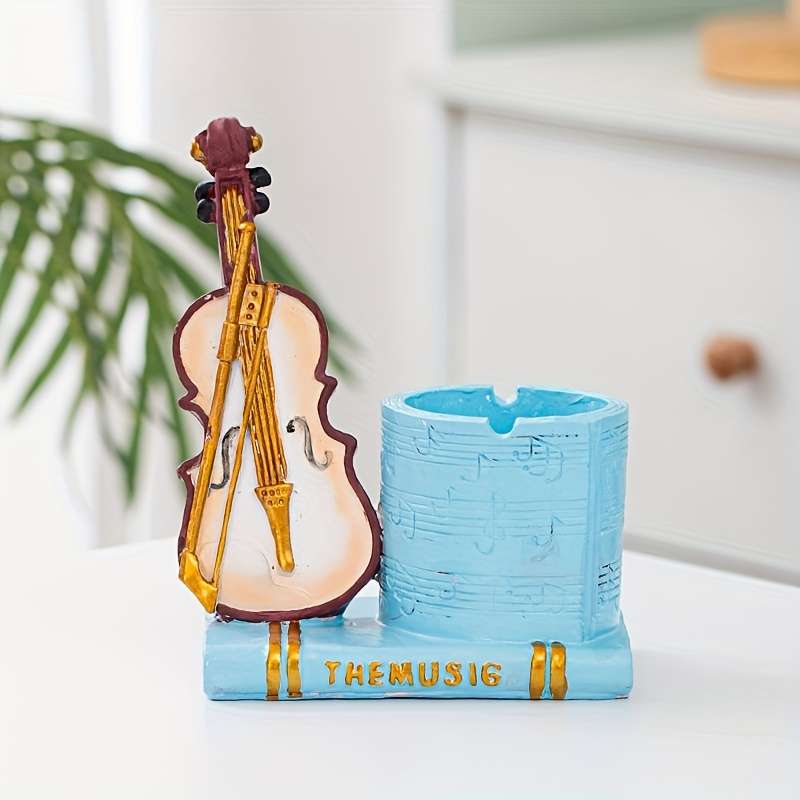 1pc Vintage Violin Ashtray Unique Resin Craft for Home Bar Decor Romantic Gift Idea